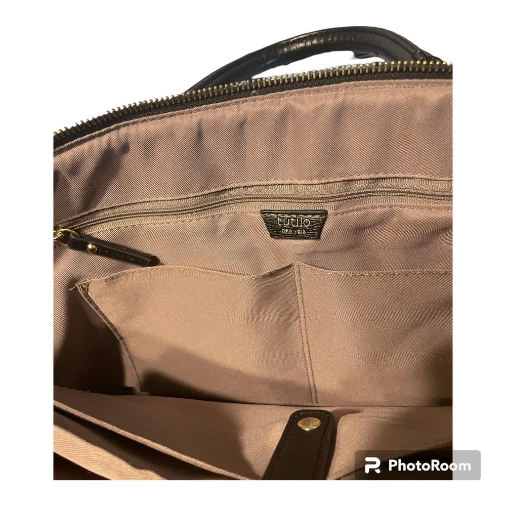 Tutilo ladies laptop tote bag | faux leather | handle & strap | padded section